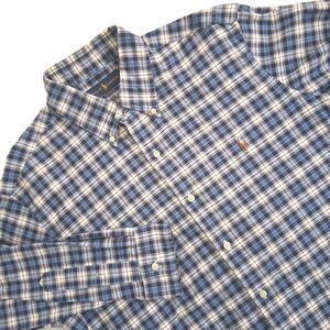 Ralph Lauren Men Classic Fit Button Down Shirt Long Slv Large Blue Gingham Check